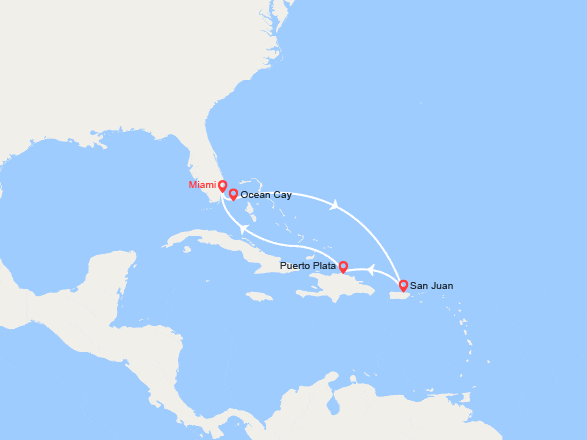 itin&eacute;raire croisi&egrave;re Caraïbes et Antilles : Bahamas, Porto Rico, Rép. Dominicaine 