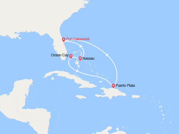 itinéraire croisière Caraïbes et Antilles : Bahamas, Rép. Dominicaine