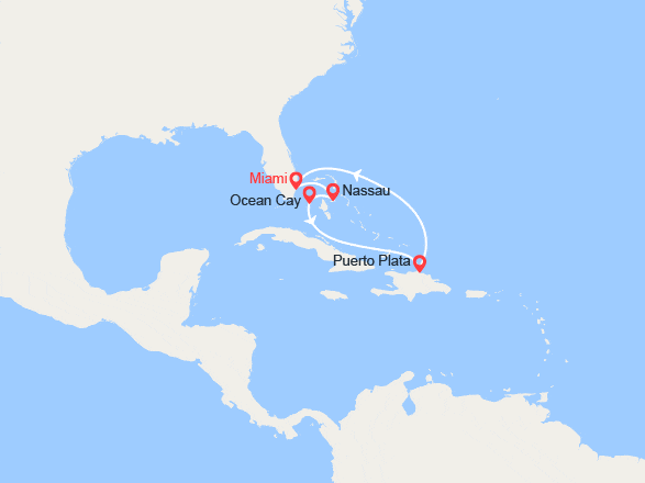 itin&eacute;raire croisi&egrave;re Caraïbes et Antilles : Bahamas, Rép Dominicaine 