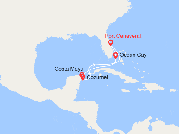 itinéraire croisière Caraïbes et Antilles : Bahamas MSC Ocean Cay & Mexique