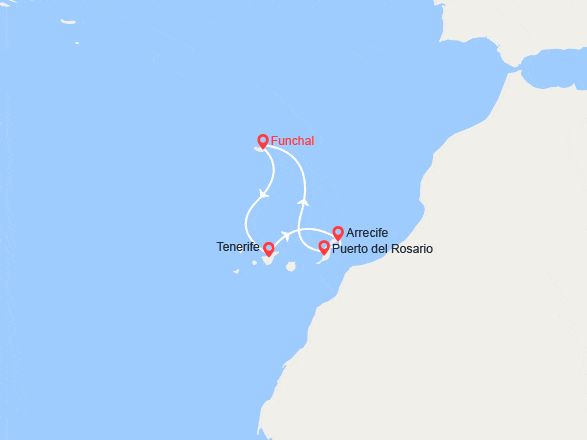 itinéraire croisière Méditerranée Occidentale : Baléares, Canaries, Espagne