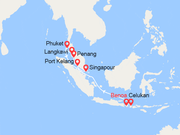 itin&eacute;raire croisi&egrave;re Asie : Bali, Indonésie, Malaisie, Thaïlande et Singapour 