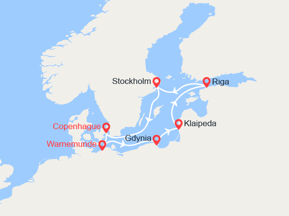 itinéraire croisière Baltique : Baltique : Pologne, Lituanie, Lettonie, Suède
