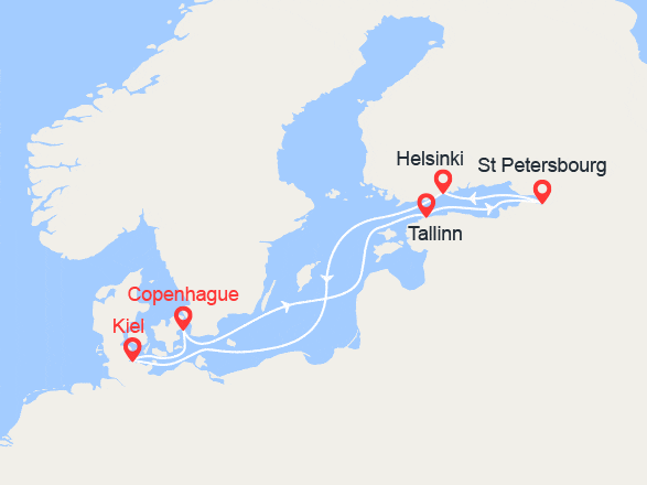 itinéraire croisière Baltique : Baltique : Tallinn, St Petersbourg, Helsinki...