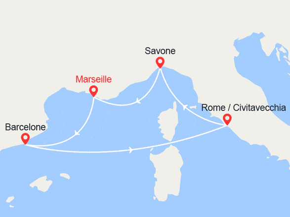 itinéraire croisière Méditerranée : Beautés de la Méditerranée