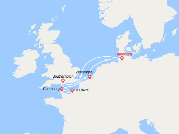 itinéraire croisière Europe du Nord : Belgique, France, Royaume-Uni