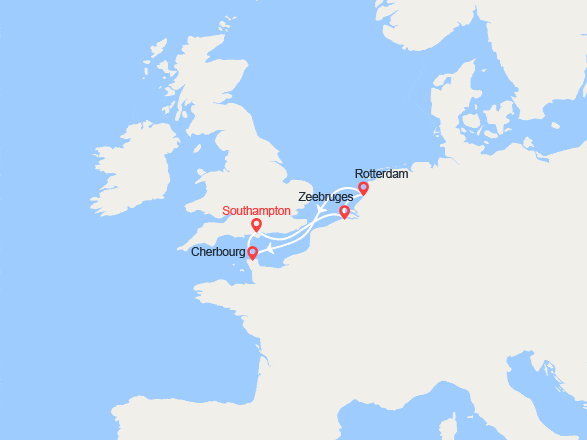 itinéraire croisière Europe du Nord : Belgique, Pays Bas, France
