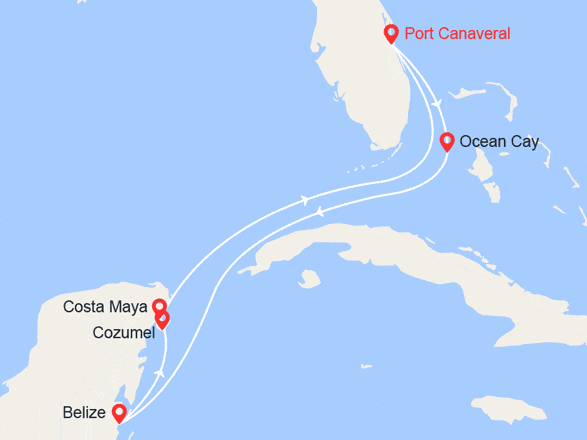 itinéraire croisière Caraïbes et Antilles : Belize, Mexique, Bahamas