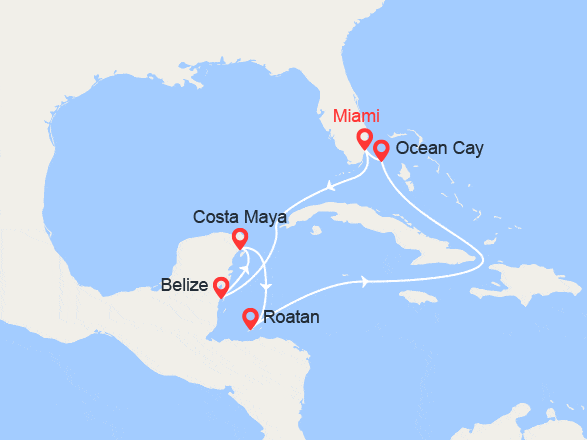 itinéraire croisière Caraïbes et Antilles : Belize, Mexique, Honduas, Bahamas