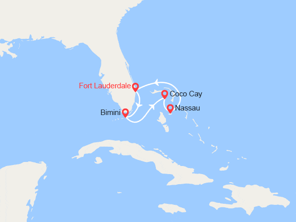 itinéraire croisière Caraïbes et Antilles : Bimini, CocoCay et Nassau