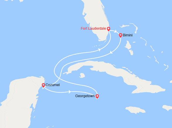 itin&eacute;raire croisi&egrave;re Caraïbes et Antilles : Bimini, Cozumel, Grand Cayman 
