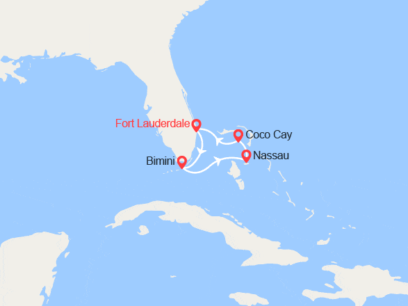 itinéraire croisière Caraïbes et Antilles : Bimini, Nassau et CocoCay