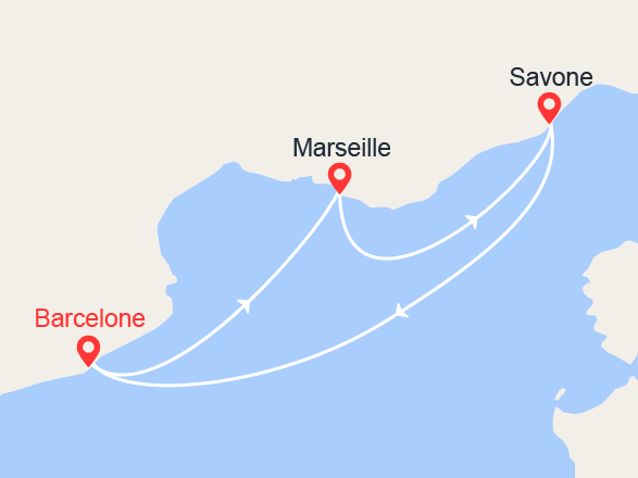 itinéraire croisière Méditerranée : Bleu Lavande : Italie et Espagne