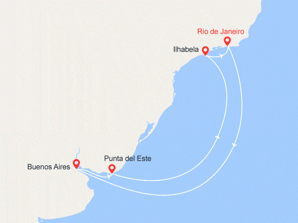 itinéraire croisière Amérique du Sud : Brésil, Argentine, Uruguay