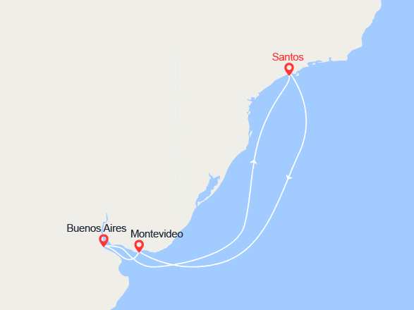 itinéraire croisière Amérique du Sud : Brésil, Argentine, Uruguay