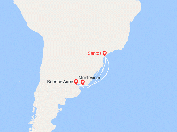 itinéraire croisière Amérique du Sud : Brésil, Argentine, Uruguay
