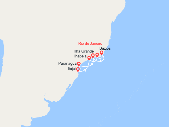 itin&eacute;raire croisi&egrave;re Amérique du Sud : Brésil :Rio de Janeiro,Buzios,Ilha Grande,Paranagua 