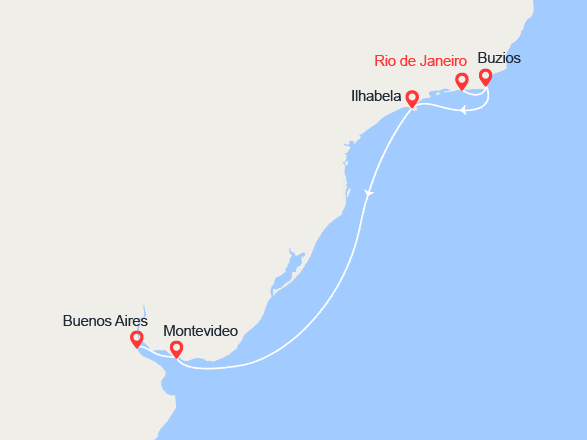 itinéraire croisière Amérique du Sud : Brésil, Uruguay, Argentine