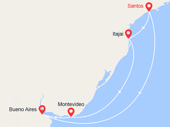 itinéraire croisière Amérique du Sud : Brésil, Uruguay, Argentine