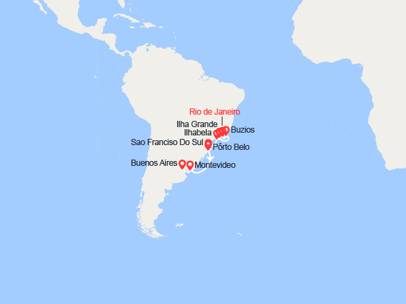 itin&eacute;raire croisi&egrave;re Amérique du Sud : Brésil, Uruguay, Argentine 