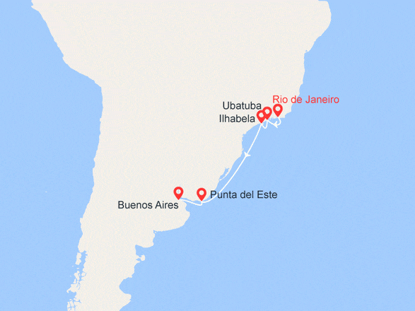 itinéraire croisière Amérique du Sud : Brésil, Uruguay, Argentine