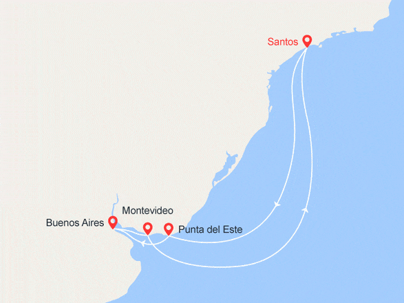 itinéraire croisière Amérique du Sud : Brésil, Uruguay, Argentine (1)
