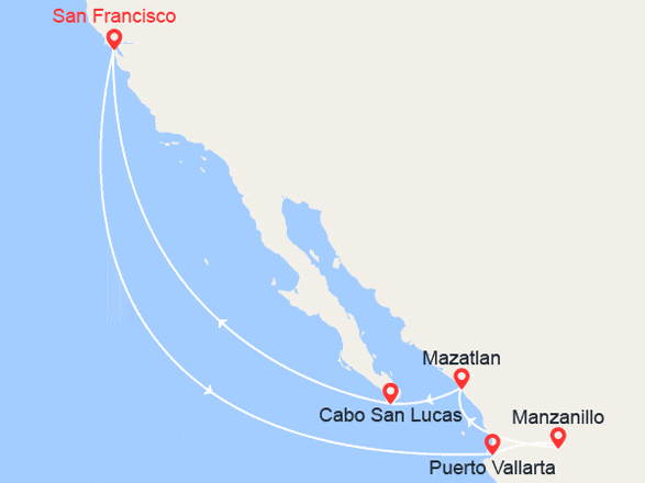 itinéraire croisière Pacifique : Californie & Côte Pacifique du Mexique