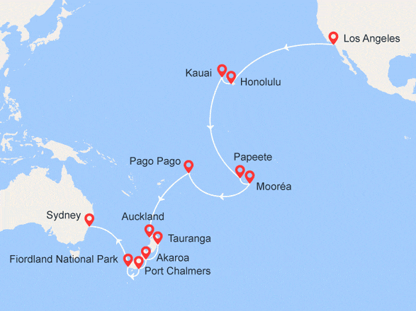 itinéraire croisière Tahiti Polynésie - Tahiti Polynésie : Californie, Polynésie, Nouvelle-Zélande, Australie
