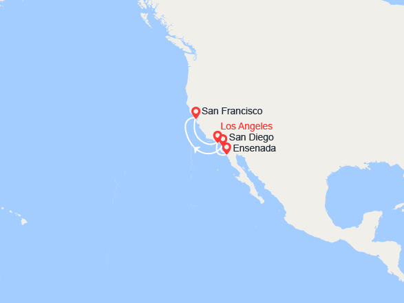 itin&eacute;raire croisi&egrave;re Amérique du Nord : Californie et Mexique 