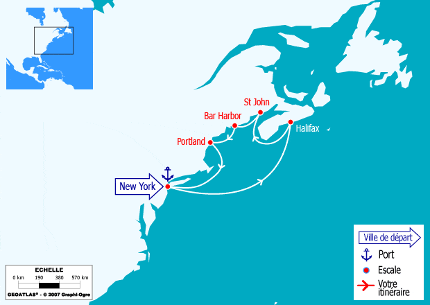 itinéraire croisière Amérique du Nord : Canada & Nouvelle-Angleterre