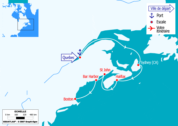 itinéraire croisière Amérique du Nord : Canada & Nouvelle Angleterre: de Quebec à Boston