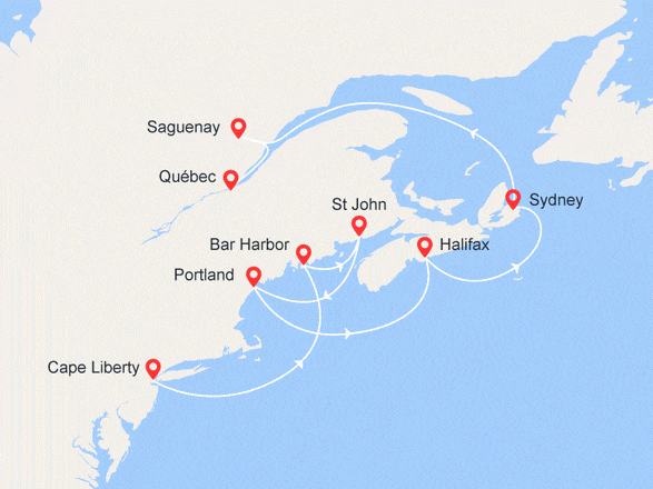 itinéraire croisière Amérique du Nord : Canada et Nouvelle-Angleterre
