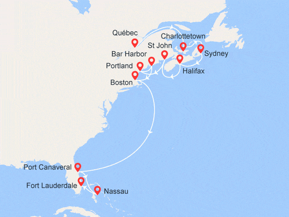 itinéraire croisière Amérique du Nord : Canada et Nouvelle-Angleterre