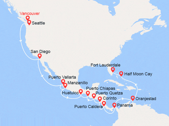 itinéraire croisière Amérique du Sud : Canal de Panama : Californie, Amérique Latine, Canal de Panama, Caraïbes...