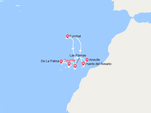 itinéraire croisière Méditerranée Occidentale : Canaries, Madère