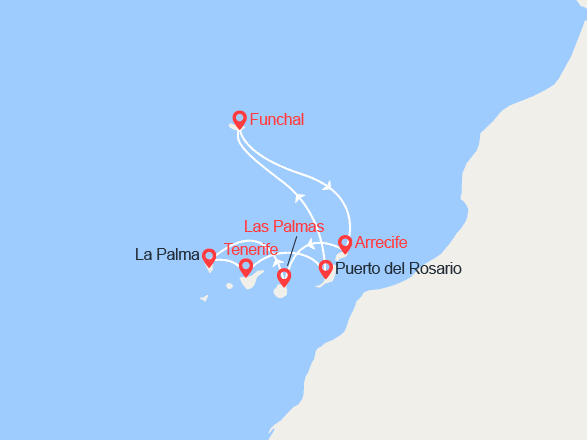 itinéraire croisière Méditerranée Occidentale : Canaries, Madère