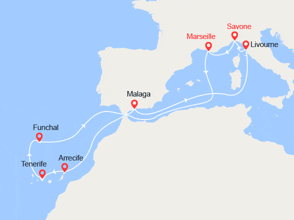 itinéraire croisière Canaries Madère - Canaries Madère : Canaries, Madère, Espagne, Italie