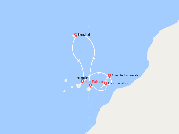 itin&eacute;raire croisi&egrave;re Méditerranée Occidentale : Canaries et Madère 