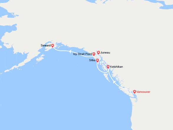 itin&eacute;raire croisi&egrave;re Amérique du Nord : Cap vers l'Alaska au départ de Vancouver 