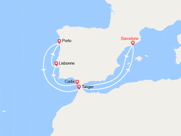 itinéraire croisière Méditerranée Occidentale : Cap vers le Portugal et le Maroc : Lisbonne, Porto, Tangier