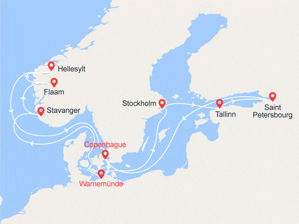 itinéraire croisière Baltique - Baltique : Capitales Baltiques et Splendeurs du Nord