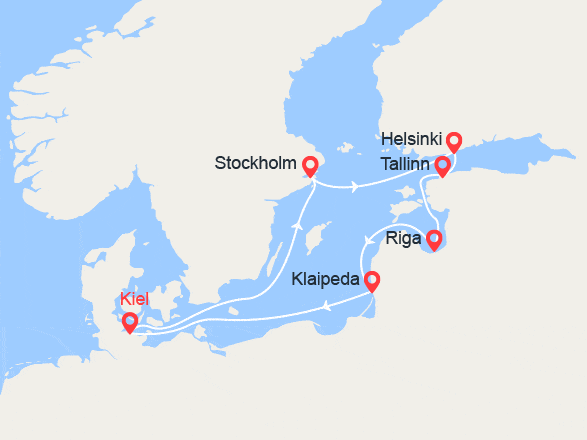 itinéraire croisière Baltique : Capitales de la Baltique : Stockholm, Tallin, Helsinki, Klaipeda...