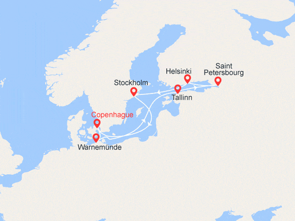 itinéraire croisière Baltique : Capitales de la Baltique: Estonie, St. Pétersbourg, Finlande, Suède