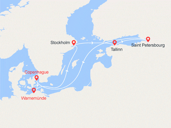 itinéraire croisière Baltique : Capitales nordiques : St Pétersbourg, Stockholm, Tallinn, Copenhague…