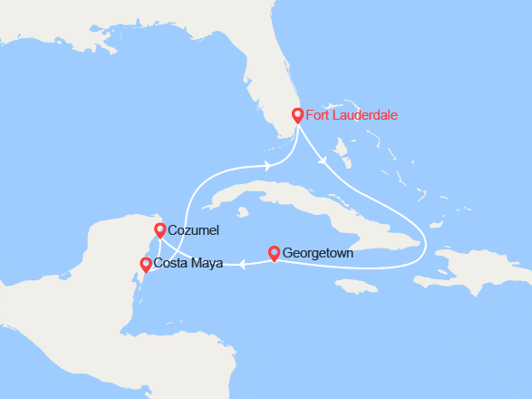 itin&eacute;raire croisi&egrave;re Caraïbes et Antilles : Caraïbes : Grand Cayman, Cozumel, Costa Maya 