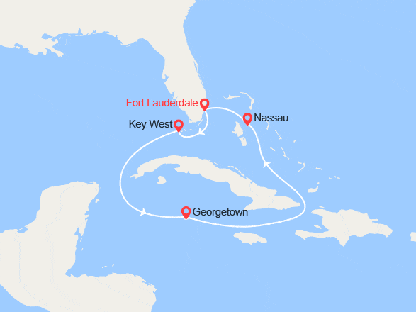 itin&eacute;raire croisi&egrave;re Caraïbes et Antilles : Caraïbes : Key West, Grand Cayman,Bahamas, Nassau 