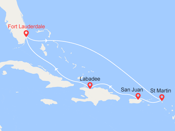 itinéraire croisière Caraïbes et Antilles : Caraïbes : St Martin, Porto Rico, Haiti