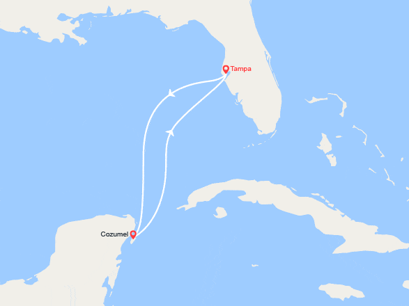 itinéraire croisière Caraïbes et Antilles : Caraïbes : Tapam, Cozumel, Mexico, Tampa
