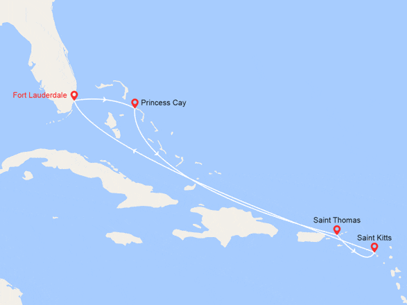 itinéraire croisière Caraïbes et Antilles : Caraïbes de l'Est : Bahamas, St Thomas, St Kitts