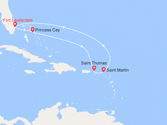 itinéraire croisière Caraïbes et Antilles : Caraïbes de l'Est : Bahamas, St-Thomas, St-Martin